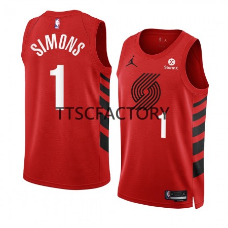 Dres Portland Trail Blazers Anfernee Simons 1 Nike 2022-23 Statement Edition Crvena Swingman - Muške